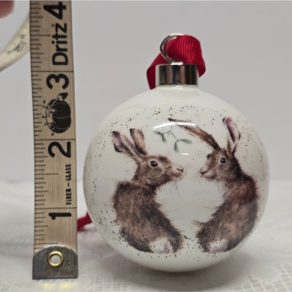 Royal Worcester Wrendale Designs Rabbit Bunny Ball Ornament NEW Christmas Easter - Picture 7 of 9